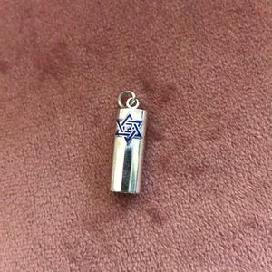Silver Jewish pendant with scroll inside